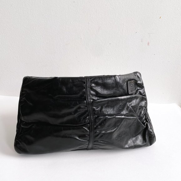 ANNE KLEIN VTG Black Leather Pochette - Picture 2 of 11